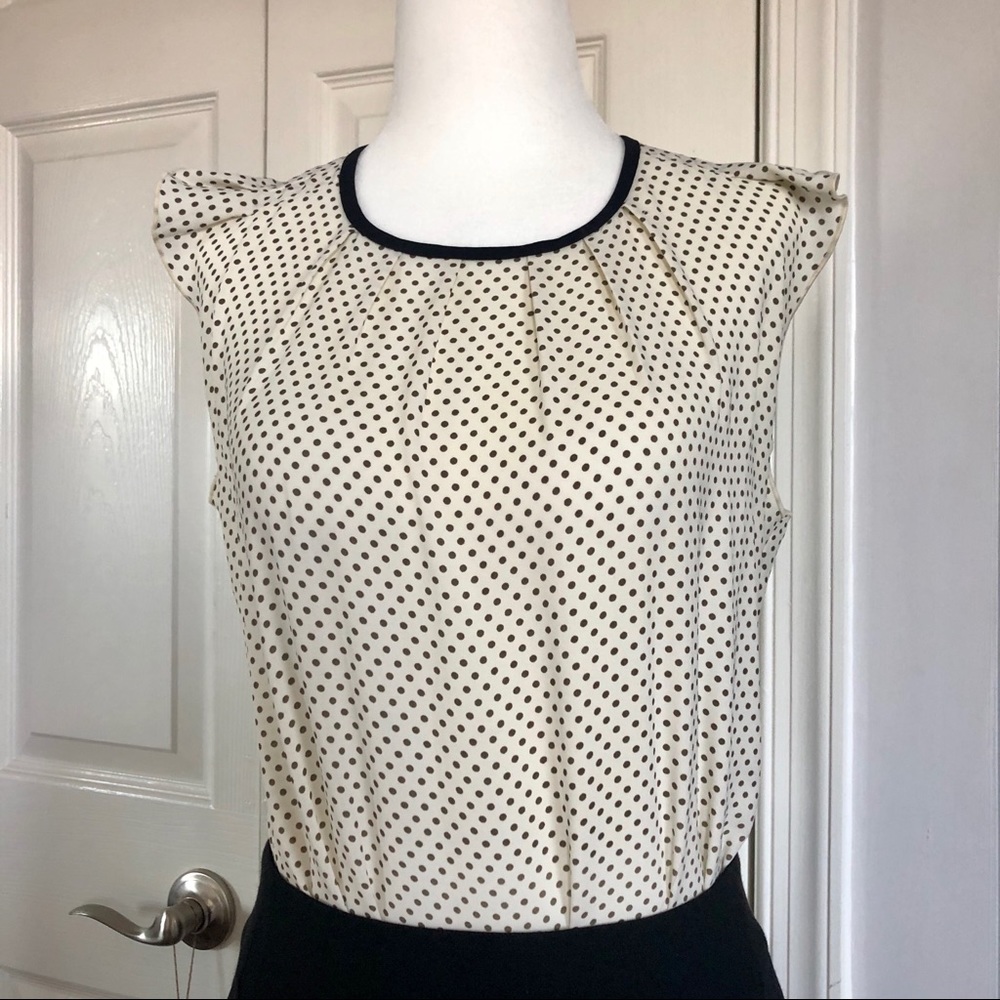 Ann Taylor LOFT polka dot ruffle tank